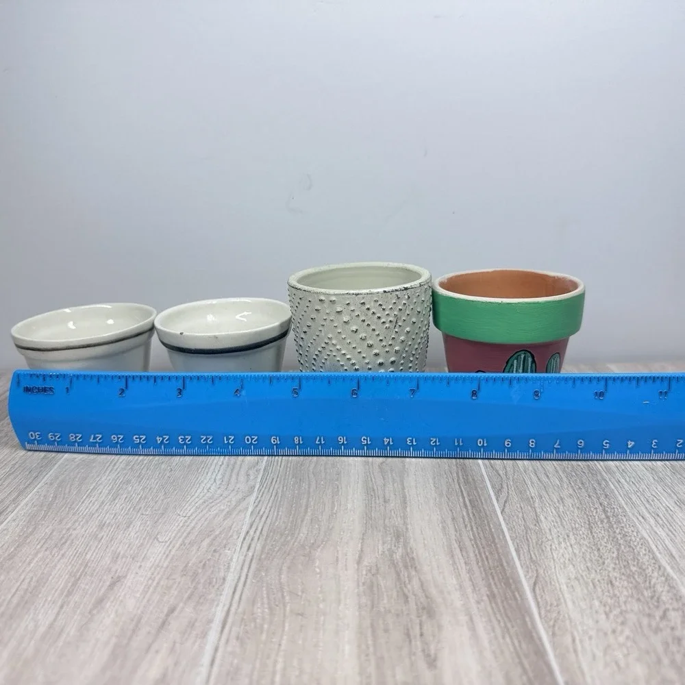 Mini Ceramic Planters Lot Small Flower Pots‎ Cactus Succulent Decor Set 4